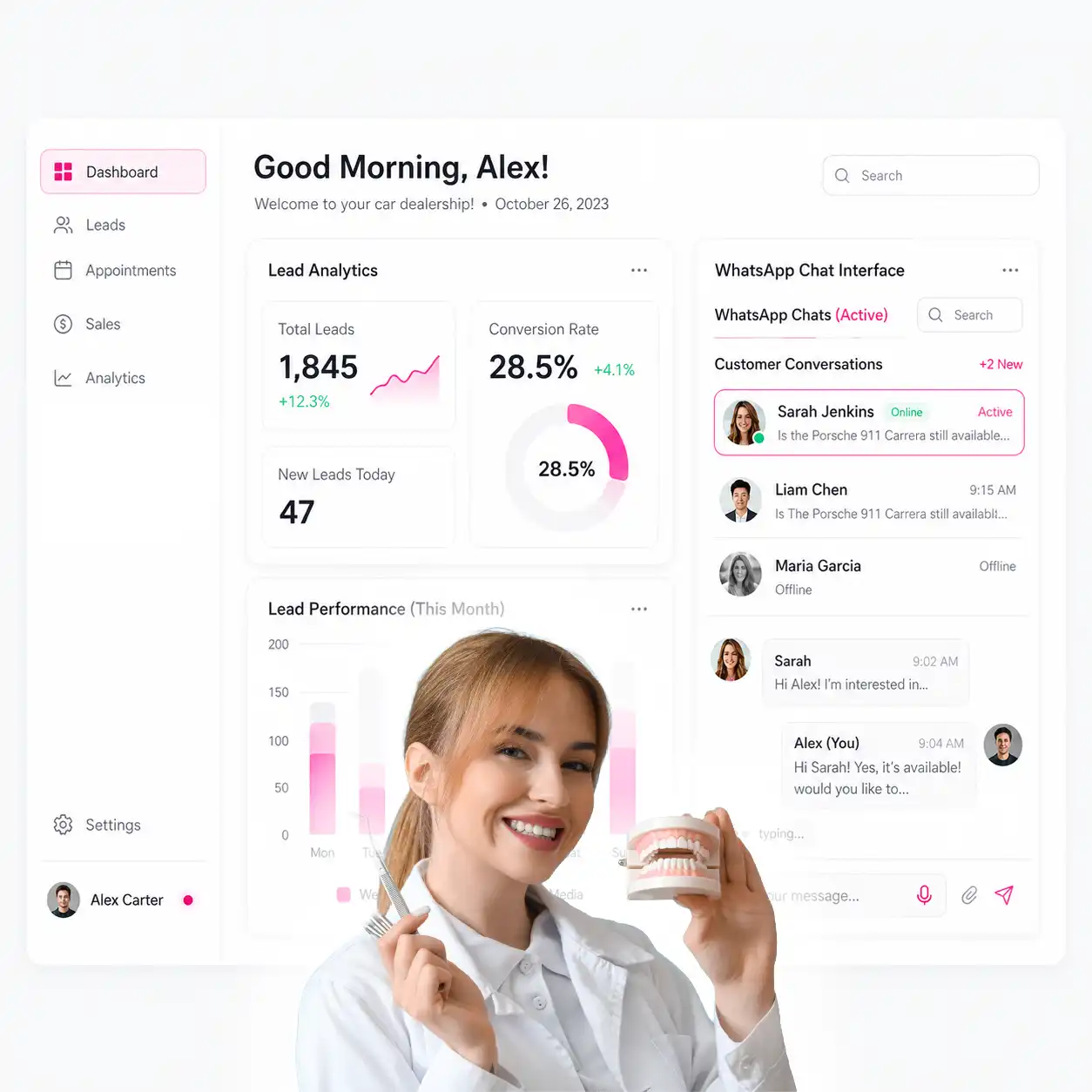 Dashboard do Sistema CRM e Chat IA